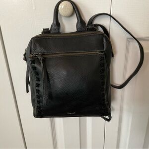The Sak Loyola Mini Backpack Black Leather Convertible Bag Purse Crossbody EUC